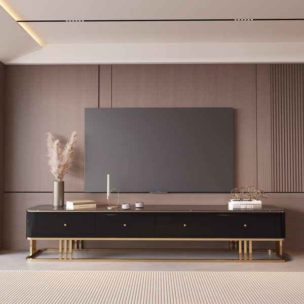 Red Barrel Studio® Mombasa 86.81 W Premium Black TV Stand With Four